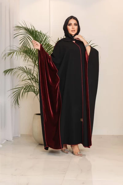 Crepe Abaya with velvet IB194