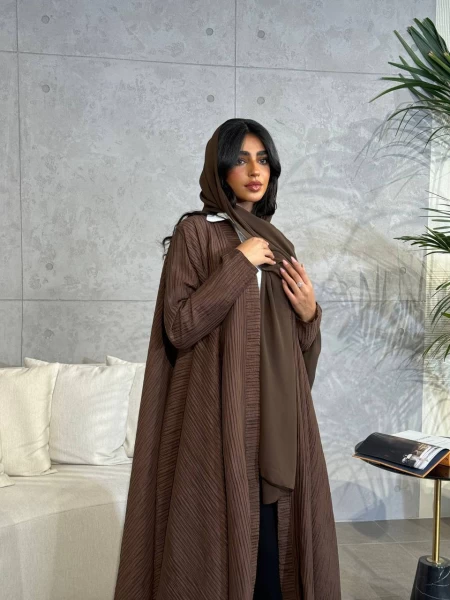 Abaya Crepe Crumpled Brown IB174 Brown